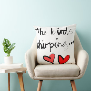 The Bird's Chirping - White Black Red Kissen