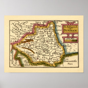 The Bishopprick Durham Landkreis England Old Map Poster