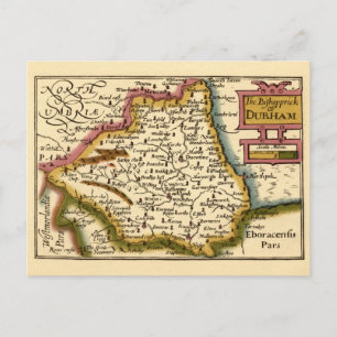 The Bishopprick Durham Landkreis England Old Map Postkarte