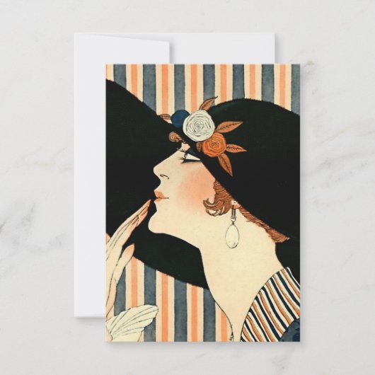 "The Black Hat" Art Deco von George Barbier Dankeskarte (Vorderseite)