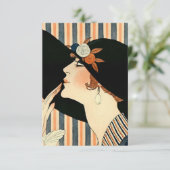 "The Black Hat" Art Deco von George Barbier Dankeskarte (Stehend Vorderseite)