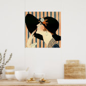 "The Black Hat" Art Deco von George Barbier Poster (Küche)