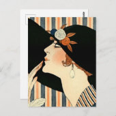 "The Black Hat" Art Deco von George Barbier Postkarte (Vorne/Hinten)