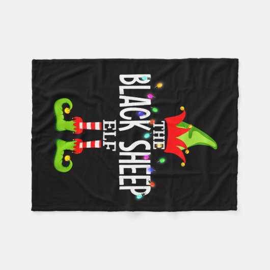 The Black Sheep Elf Christmas Matching Pajamas Fleecedecke (Vorderseite (Horizontal))