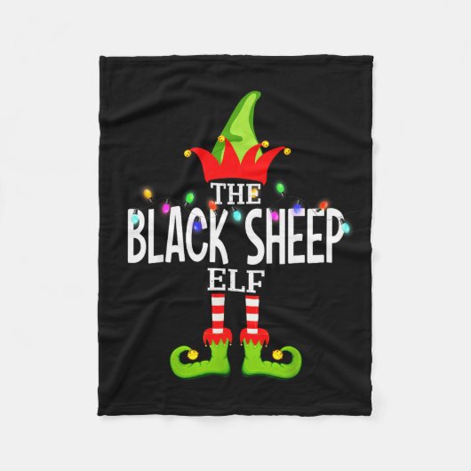 The Black Sheep Elf Christmas Matching Pajamas Fleecedecke (Vorderseite)
