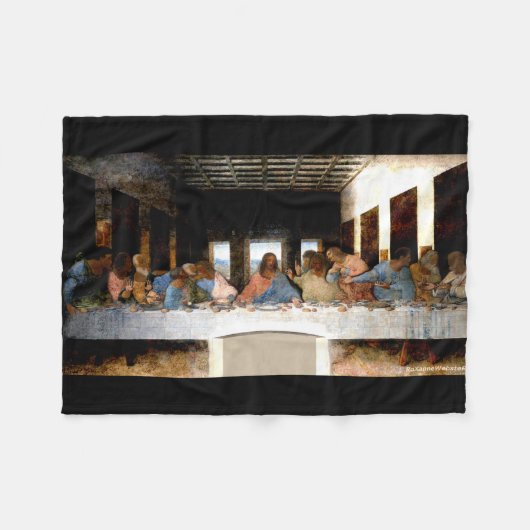 "The Black Supper by Da Vinci" Fleecedecke (Vorderseite (Horizontal))