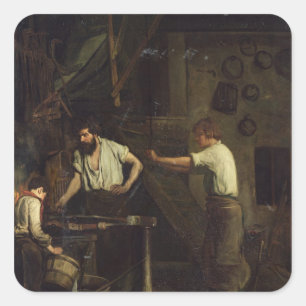 The Blacksmiths, Memory of Treport, 1857 Quadratischer Aufkleber