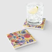 The Blue 10 Abstract Meets Red 6 Steinuntersetzer (Seitenansicht)