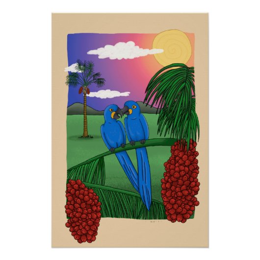 The Blue Macaw and the acuri coconut Poster (Vorderseite)
