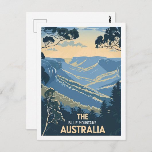 The Blue Mountains Australia Vintage Travel Place Postkarte (Vorne/Hinten)