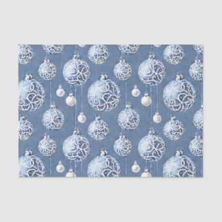 The Blue & Silver Christmas Bulb Series Design 15 Seidenpapier