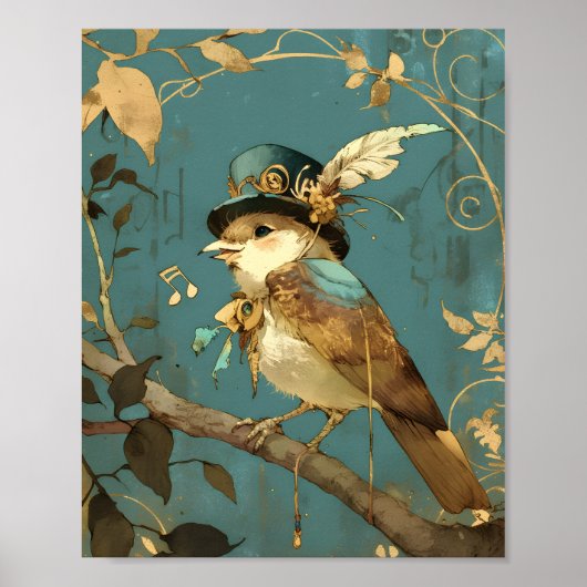 The blue songbird | Design for Nursery Wall Art Poster (Vorne)