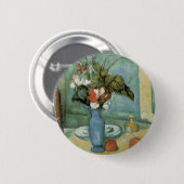 The Blue Vase (Blume und Obst) von Paul Cezanne Button (Vorne & Hinten)