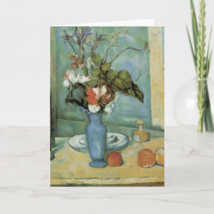 The Blue Vase (Blume und Obst) von Paul Cezanne Karte
