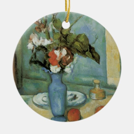 The Blue Vase (Blume und Obst) von Paul Cezanne Keramik Ornament (Vorne)