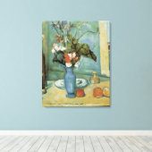 The Blue Vase (Blume und Obst) von Paul Cezanne Leinwanddruck (Insitu (Holzboden))