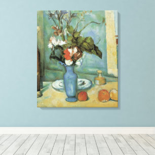 The Blue Vase (Blume und Obst) von Paul Cezanne Leinwanddruck