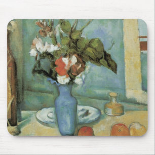 The Blue Vase (Blume und Obst) von Paul Cezanne Mousepad