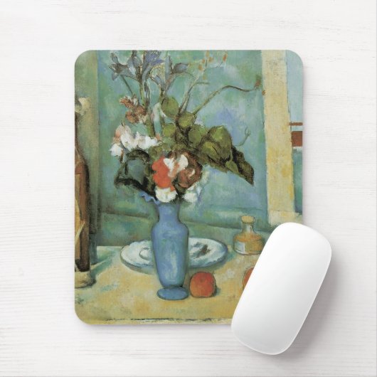 The Blue Vase (Blume und Obst) von Paul Cezanne Mousepad (Mit Mouse)
