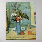 The Blue Vase (Blume und Obst) von Paul Cezanne Poster (Vorne)