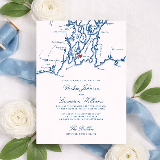 The Bohlin Wedding Invitation – Newport RI Map Einladung