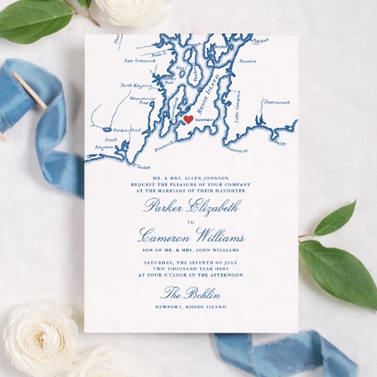 The Bohlin Wedding Invitation – Newport RI Map Einladung