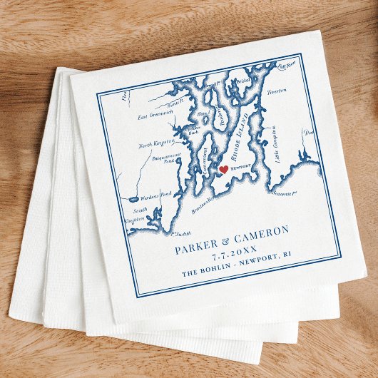 The Bohlin Wedding Newport RI Map  Serviette