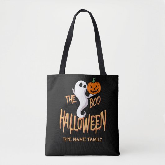 The Boo Crew Halloween Black Orange - Familienname Tasche (Vorderseite)