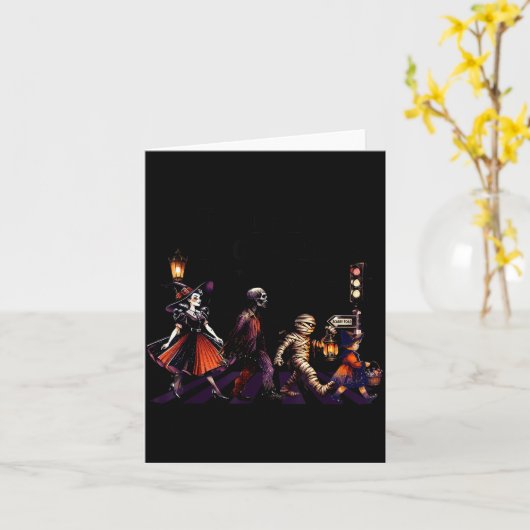 The Boo-tles Halloween Witch Rock Mummy Walking St Karte (Gelbe Blume)