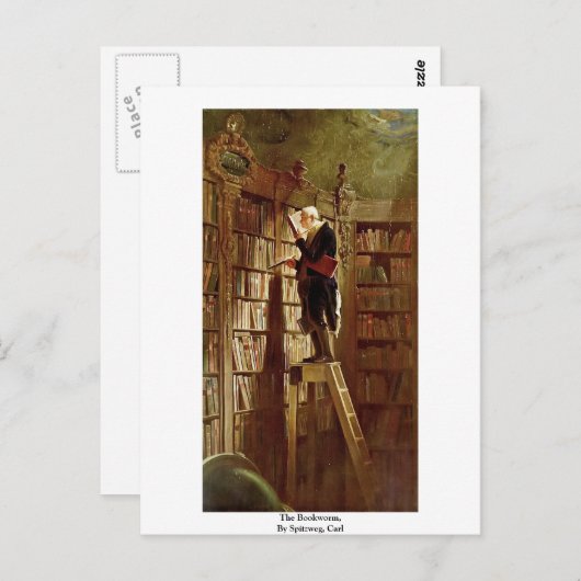 The Bookworm, By Spitzweg, Carl Postkarte (Vorne/Hinten)