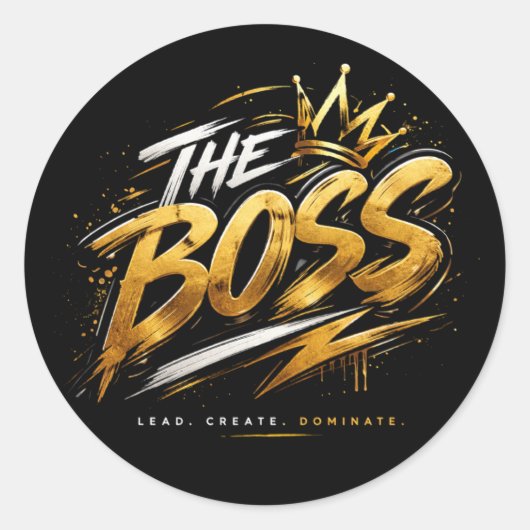The Boss Crown – Gold Motivation Power Sticker 🔥  (Vorderseite)