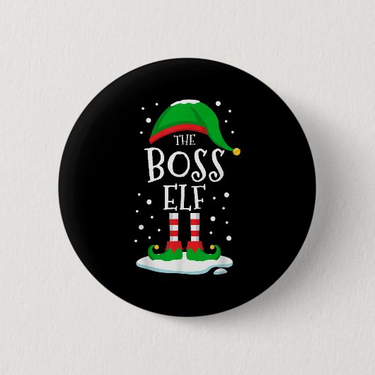The Boss Elf Christmas Family Matching Xmas Group  Button (Vorderseite)