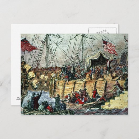 The Boston Tea Party, 16. Dezember 1773 Postkarte (Vorne/Hinten)