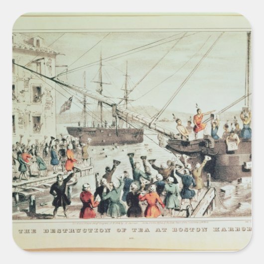The Boston Tea Party, 1846 Quadratischer Aufkleber (Vorderseite)