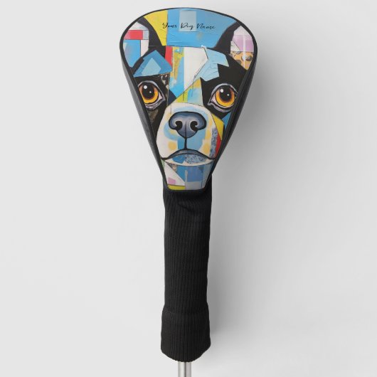 The Boston Terrier Dog Portrait 001 - Sable Gabrie Golf Headcover (Vorderseite)