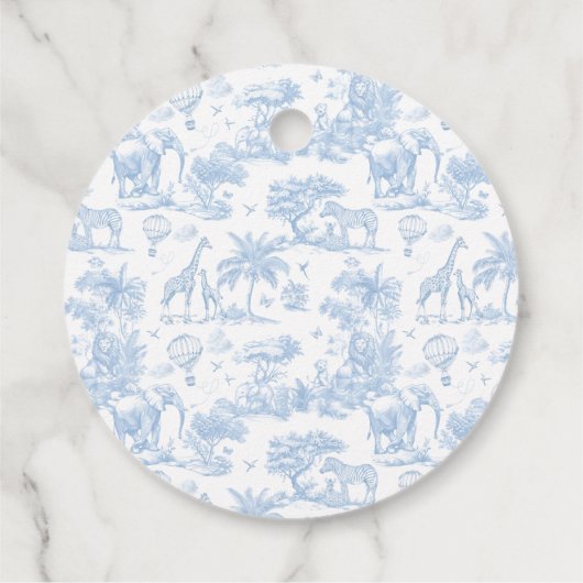 The Boy Blue Toile Safari Animal Baby Dusche Danke Geschenkanhänger (Rückseite)