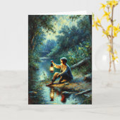 The Boy by The River Greetings Card Karte (Gelbe Blume)