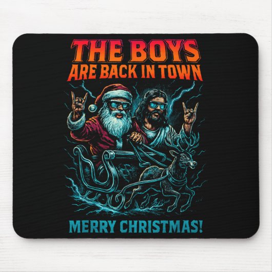 The Boys Are Back In Town Christmas Jesus Santa Ro Mousepad (Vorne)