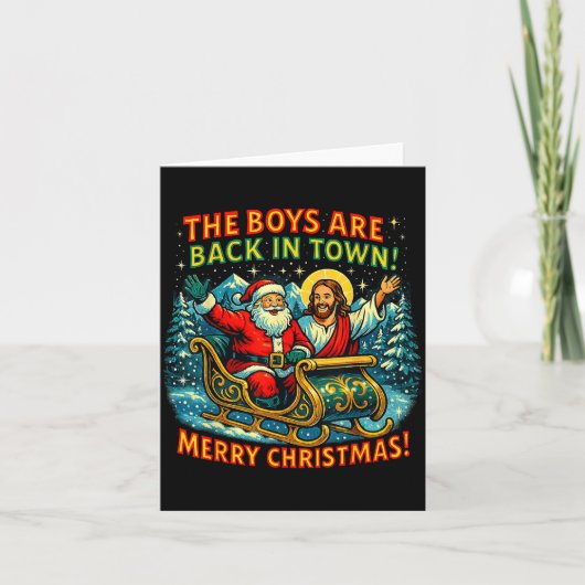 The Boys Are Back In Town Merry Christmas Design Karte (Vorderseite)