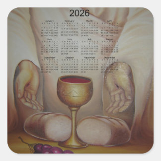 The Bread of Life: Holy Eucharist 2026 Calendar Quadratischer Aufkleber