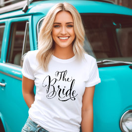 The Bride Black Script Personalisiert Wedding T-Shirt