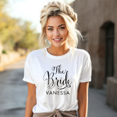 The Bride Black Script Personalisiert Wedding T-Shirt