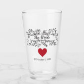 The Bride Blume Banner Heart Wedding Glas (Vorderseite)