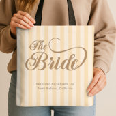 The Bride Elegant Calligraphy Champagne Stripe Tasche