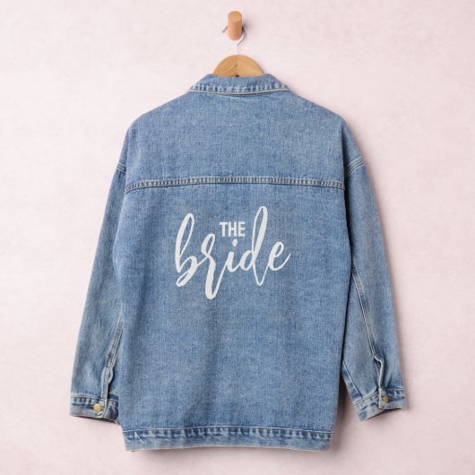 The Bride Elegant White Script Typografie Jeansjacke (Hangar)