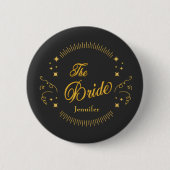 The Bride Gold Black Wedding Elegant Personalize Button (Vorderseite)
