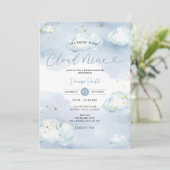 The Bride is Cloud Nine Bridal Shower Gold Glitter Einladung (Stehend Vorderseite)