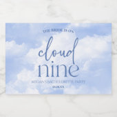 The Bride Is On Cloud Nine Blue Bachelorette Party Schaumweinetikett (Einzelnes Label)