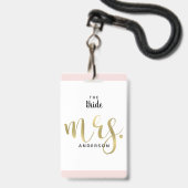 The Bride Mrs Gold Wedding Party VIP Pass Ausweis (Vorderseite mit Lanyard)