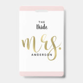 The Bride Mrs Gold Wedding Party VIP Pass Ausweis (Rückseite)